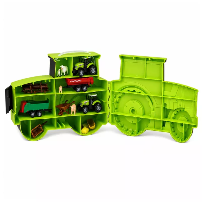 LEAN TOYS Set de granja con tractor, vehículos agrícolas, animales y accesorios – Set de juego de 28 piezas