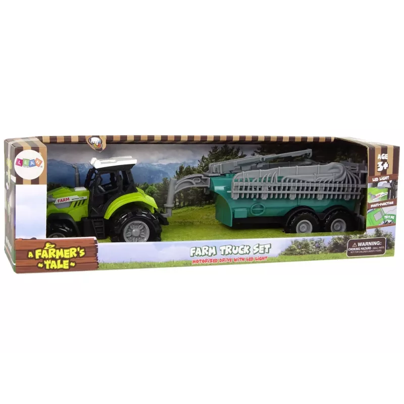 LEAN TOYS Tractor de granja con pulverizador sonido de granja verde