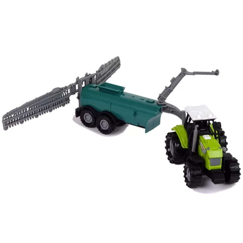 LEAN TOYS Tractor de granja con pulverizador sonido de granja verde