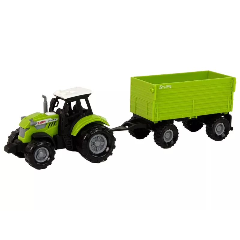 LEAN TOYS Tractor de granja con remolque luces y sonidos verde