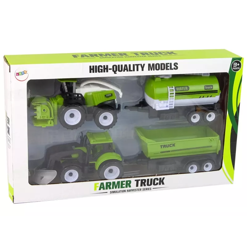 LEAN TOYS Set de vehículos de granja Tractor Cosechadora Cisterna Semirremolque