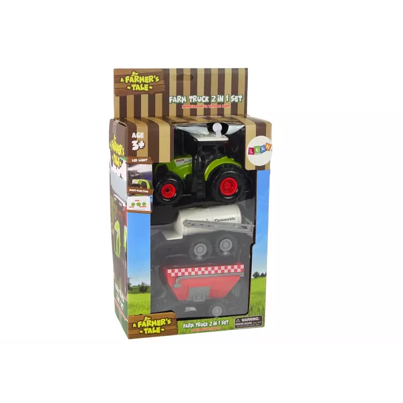 LEAN TOYS Set tractor granjero + 2 máquinas de granja set camión de granja