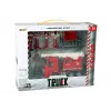 LEAN TOYS Set de bomberos con grúa, señales de tráfico y bombero