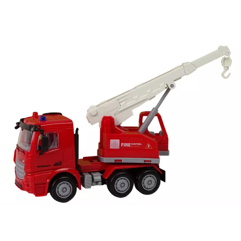 LEAN TOYS Set de bomberos con grúa, señales de tráfico y bombero