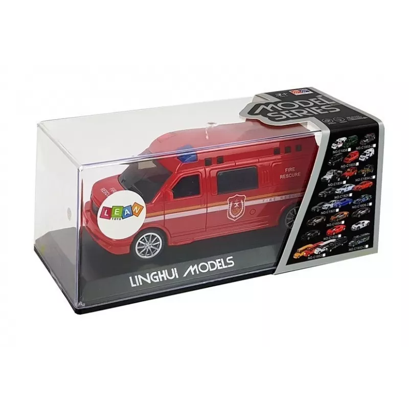 LEAN TOYS Camión de bomberos con cuerda de arrastre, luz y sonido
