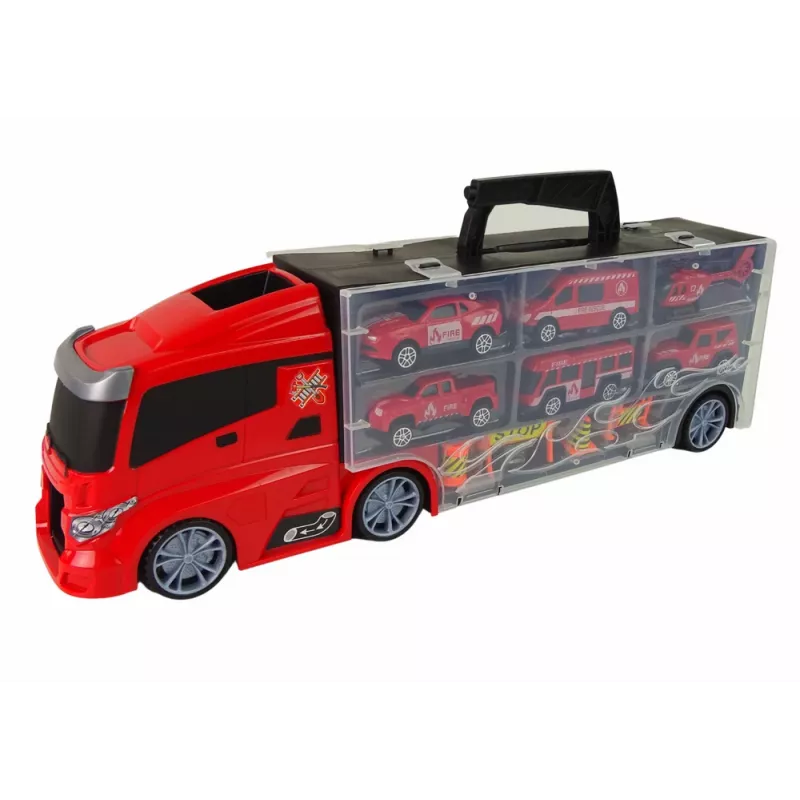 LEAN TOYS Camión de Bomberos Grúa Coches de Juguete Set