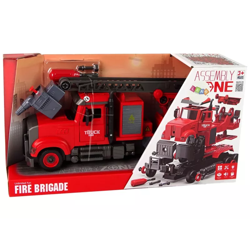 LEAN TOYS Camión de Bomberos con Accesorios de Atornillado Rojo