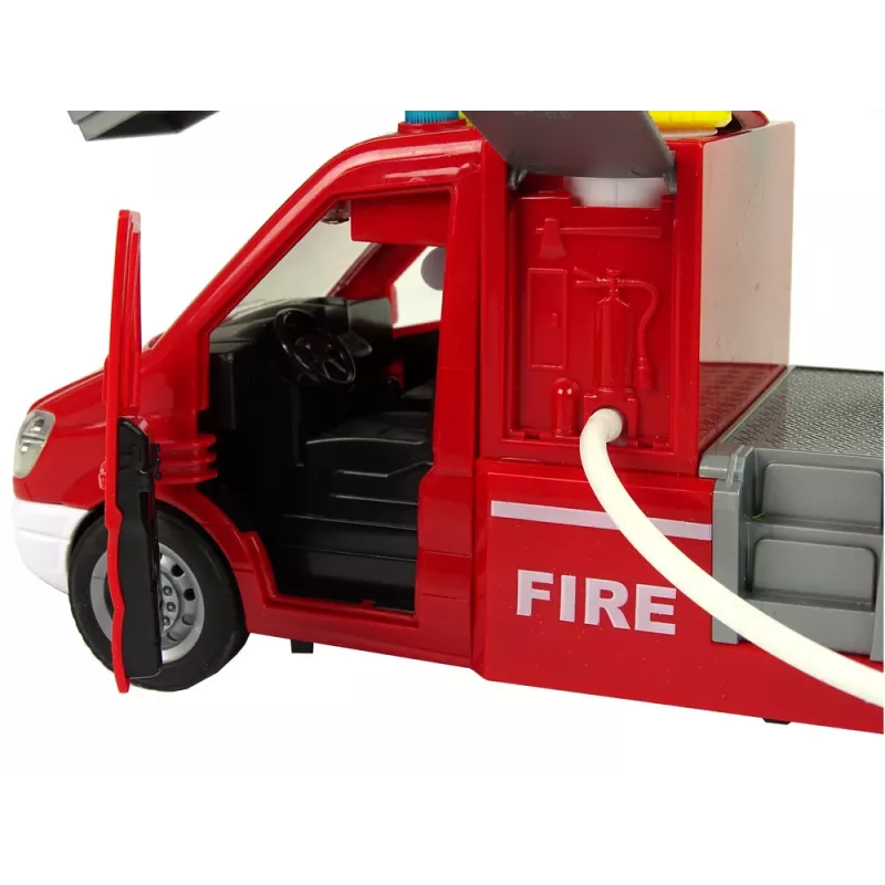 LEAN TOYS Camión de bomberos rojo sonidos de agua luces