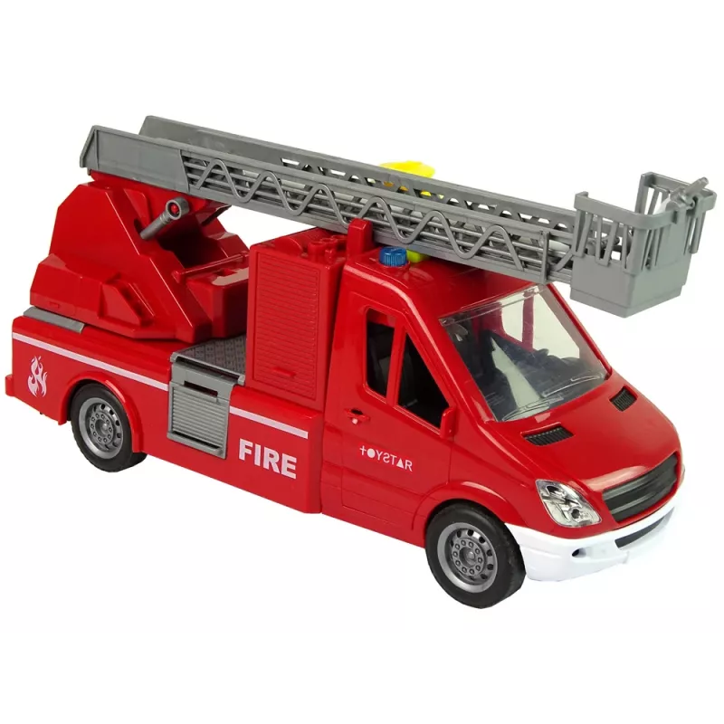 LEAN TOYS Camión de bomberos rojo sonidos de agua luces