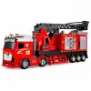 LEAN TOYS Camión de bomberos con escalera extensible hasta 69 cm, luz, sonido y cañón de agua