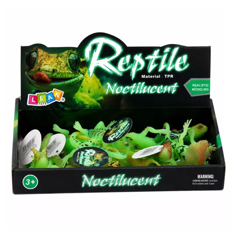 LEAN TOYS Figura de goma lagarto luminoso verde fluorescente 15cm
