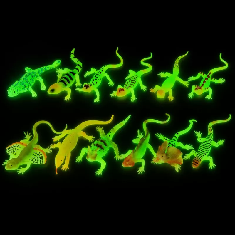LEAN TOYS Figura de goma lagarto luminoso verde fluorescente 15cm