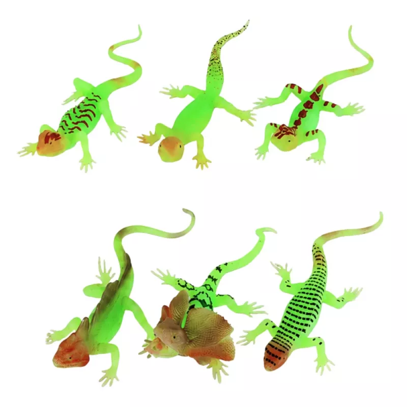 LEAN TOYS Figura de goma lagarto luminoso verde fluorescente 15cm