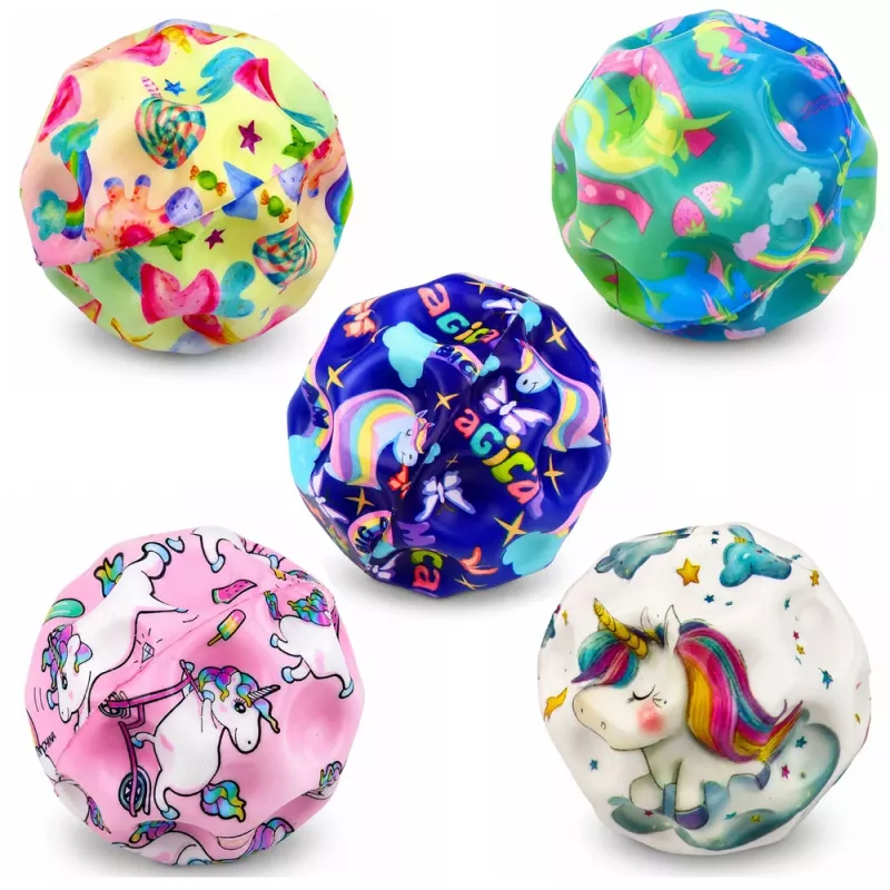 LEAN TOYS Pelota de espuma con relieves para saltar antiestrés unicornio 7cm