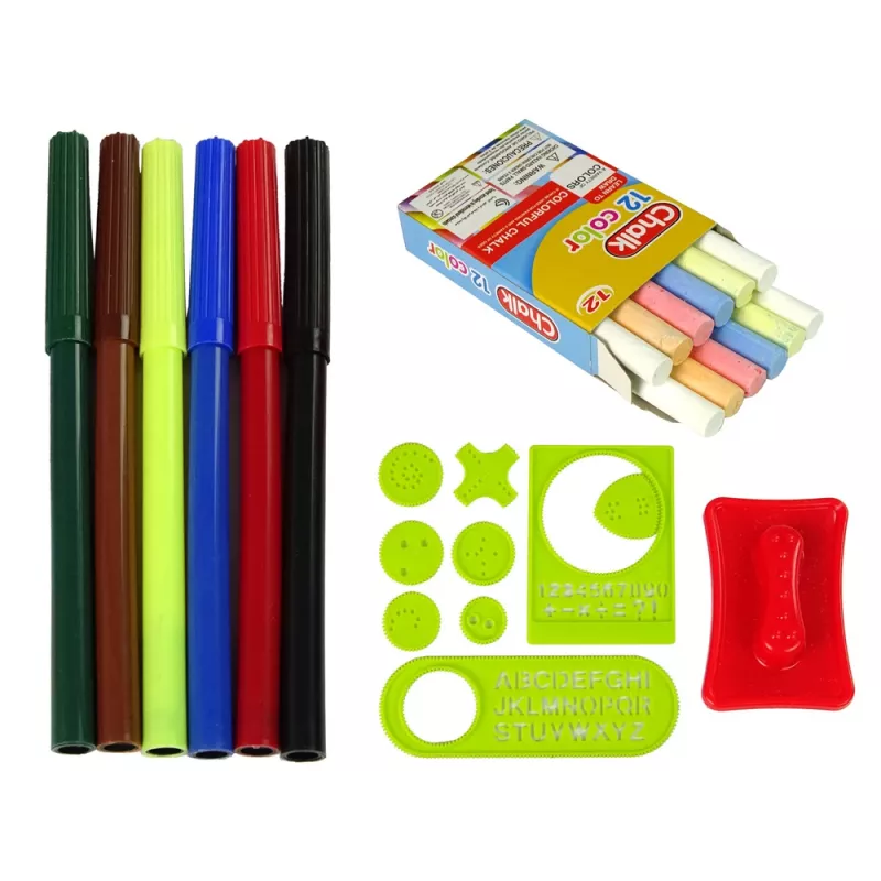 LEAN TOYS Maletín pizarra plegable 2en1 - tiza y rotulador