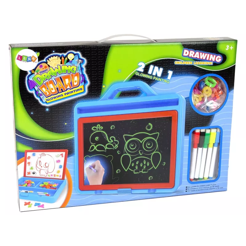 LEAN TOYS Pizarra magnética 2en1 con pintura luminosa