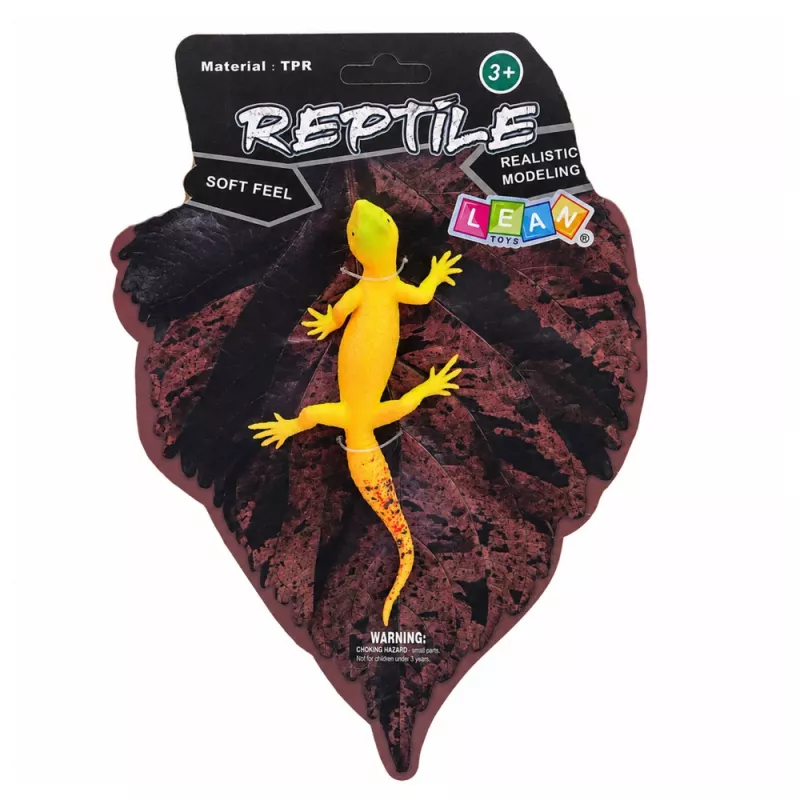 LEAN TOYS Geco dorado Figura de goma elástica reptil realista 15,5 cm