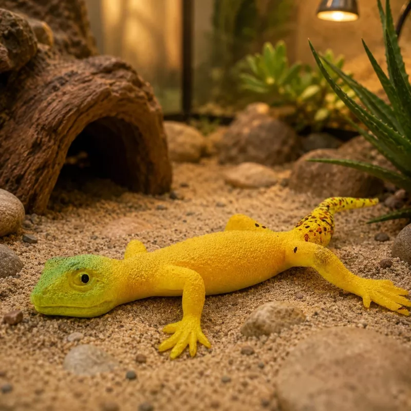 LEAN TOYS Geco dorado Figura de goma elástica reptil realista 15,5 cm