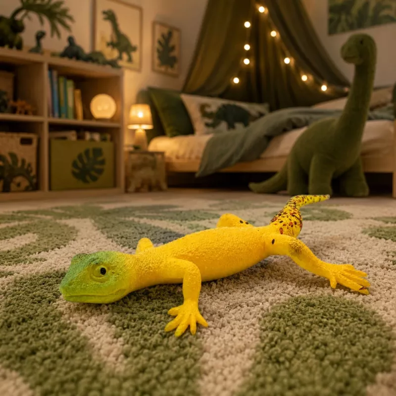 LEAN TOYS Geco dorado Figura de goma elástica reptil realista 15,5 cm