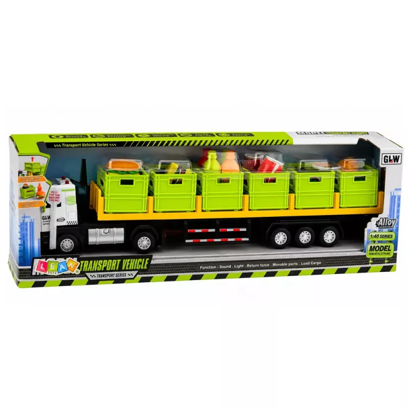 LEAN TOYS camión de transporte de alimentos verde 1:40 modelo de fundición