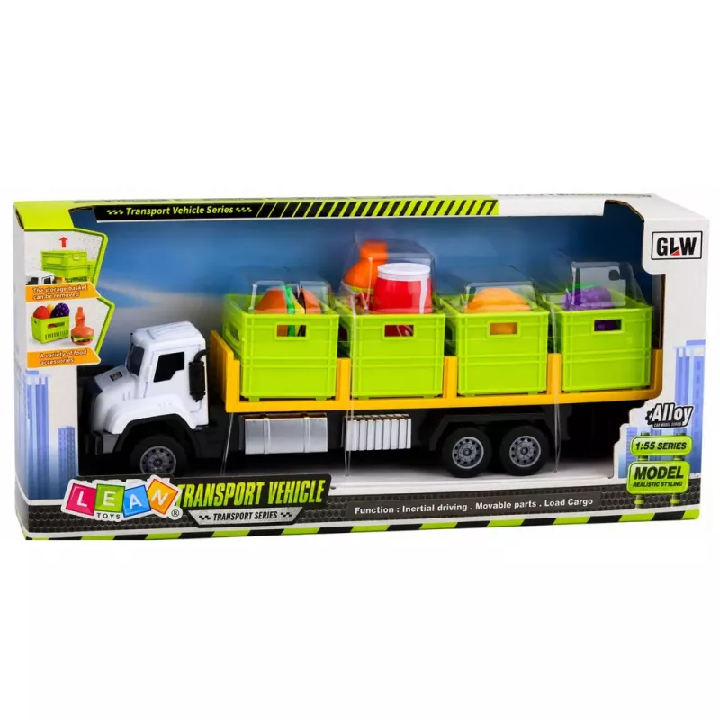 LEAN TOYS Camión de transporte de alimentos verde 1:55