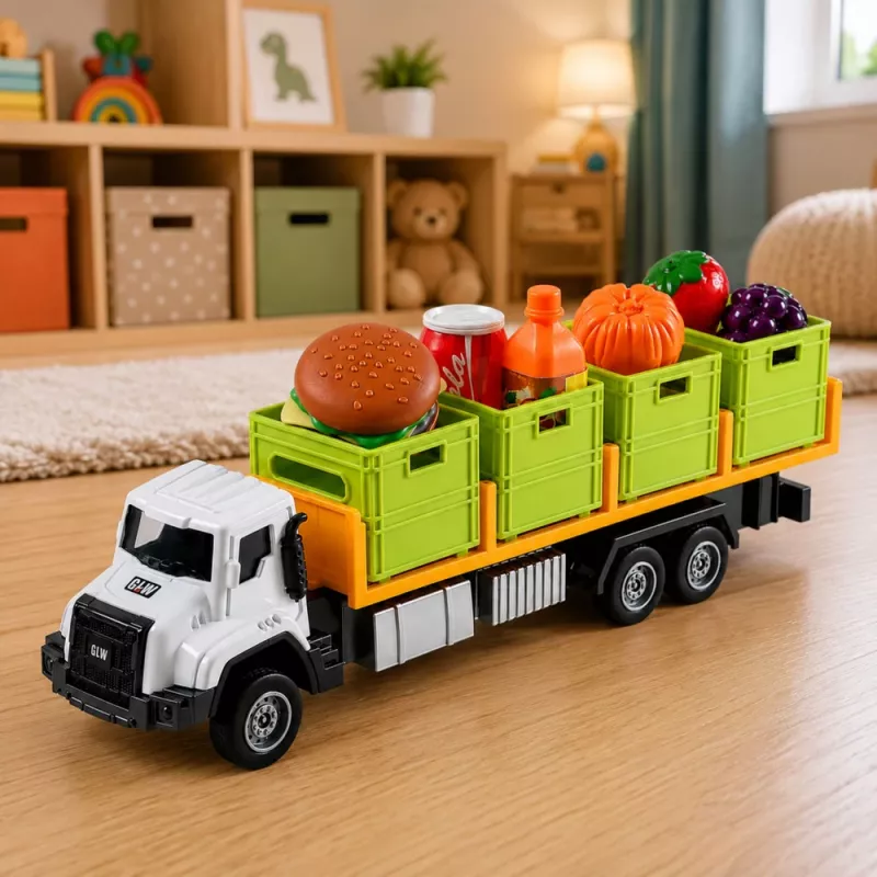 LEAN TOYS Camión de transporte de alimentos verde 1:55