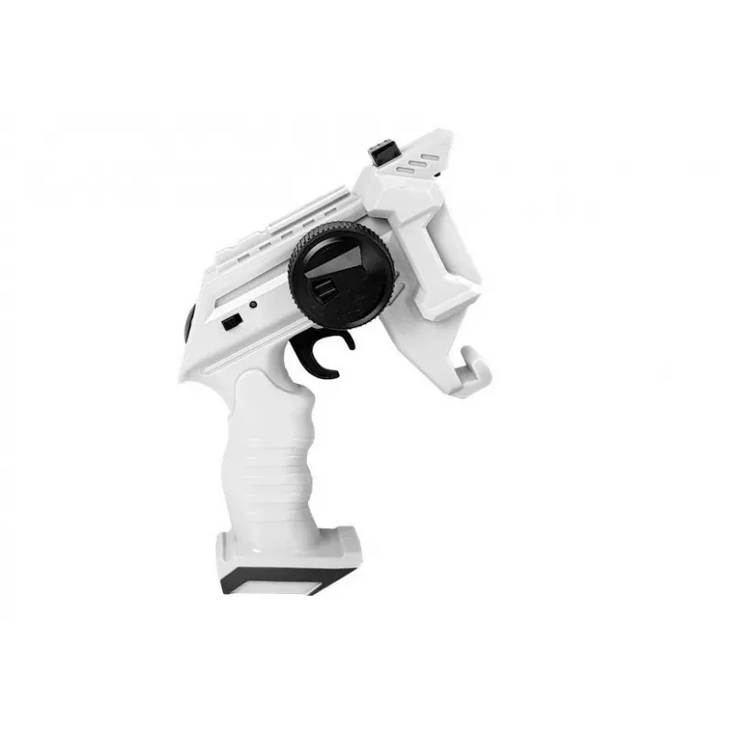 LEAN TOYS Coche lanzadiscos 2 en 1 con control remoto y discos de espuma blanco