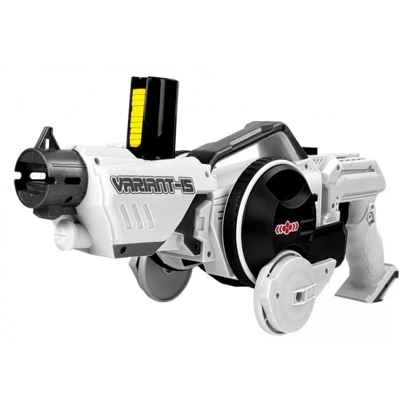 LEAN TOYS Coche lanzadiscos 2 en 1 con control remoto y discos de espuma blanco