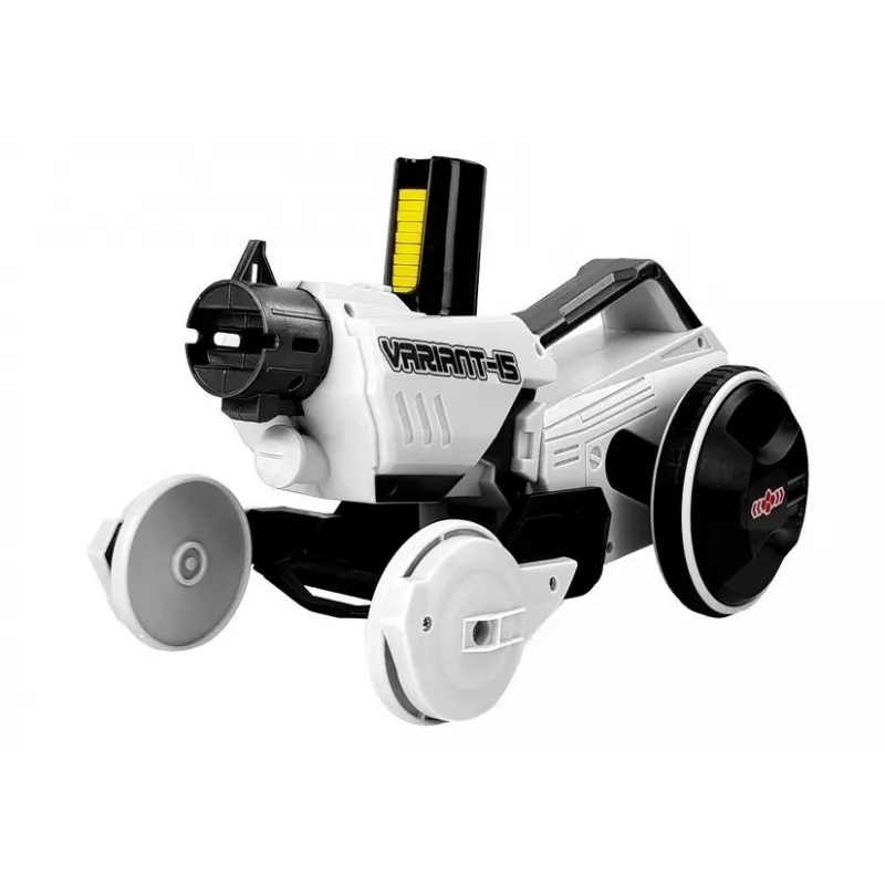 LEAN TOYS Coche lanzadiscos 2 en 1 con control remoto y discos de espuma blanco