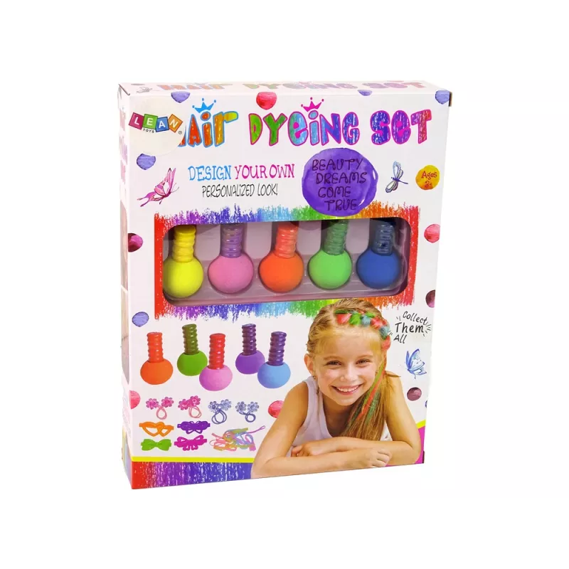 LEAN TOYS Set de pintura para el pelo para niños 5 colores borrador