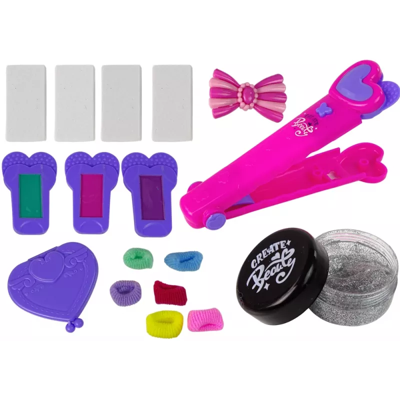 LEAN TOYS Set de peluquería plancha con tizas de colores para mechas + accesorios de pelo