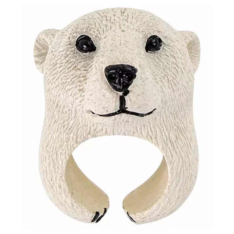 LEAN TOYS Anillo de mano educativo animales oso blanco