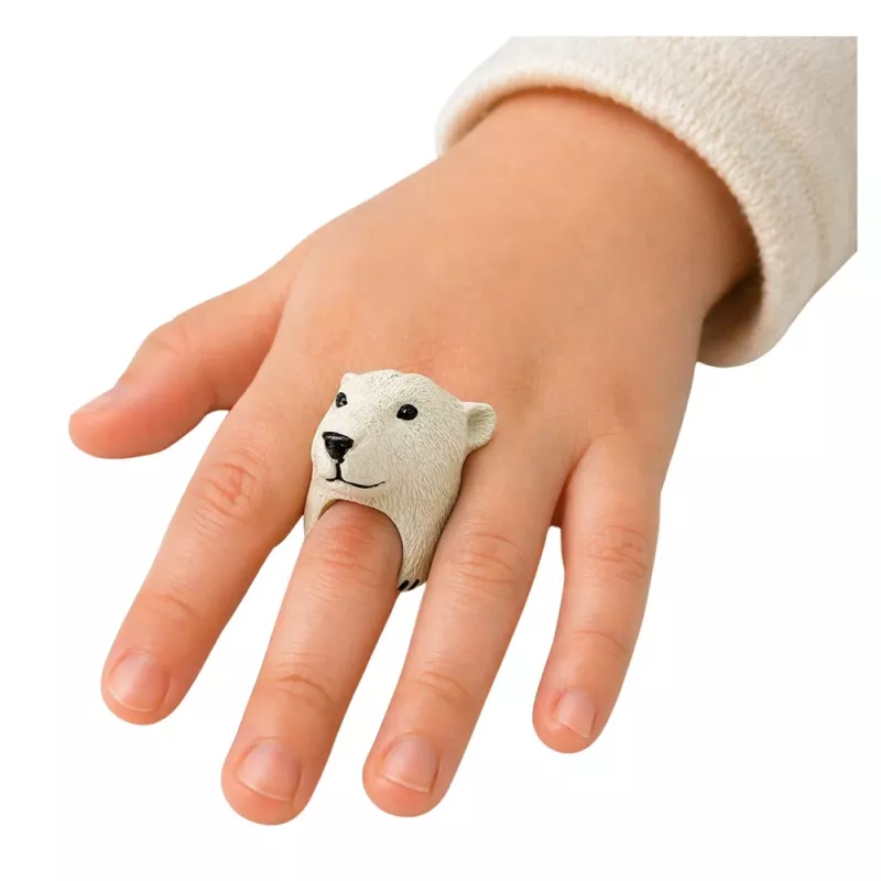 LEAN TOYS Anillo de mano educativo animales oso blanco