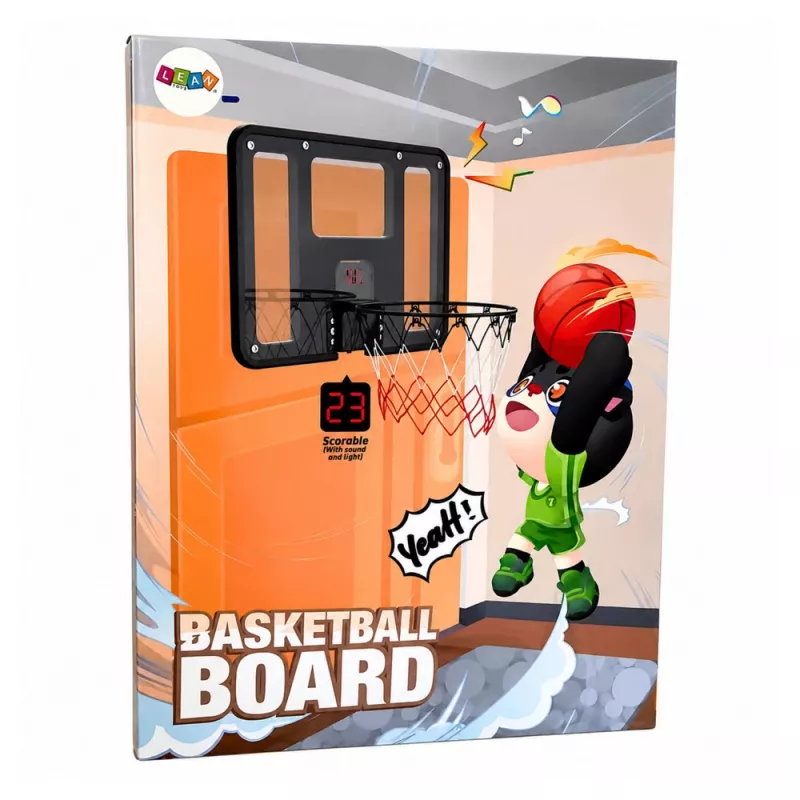 LEAN TOYS Canasta de baloncesto colgante con tablero, marcador, luces y sonido