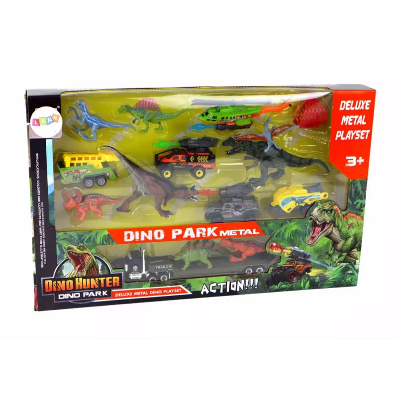 LEAN TOYS Set Helicóptero Dinosaurios Vehículo 8 Piezas de Colores