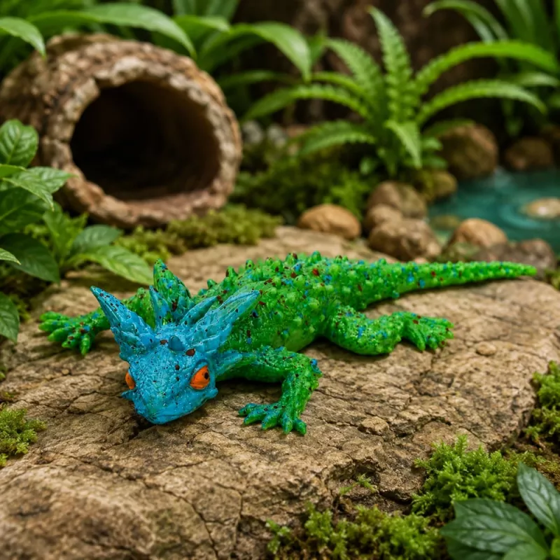 LEAN TOYS Lagarto cornudo Figura de goma elástica realista 20 cm