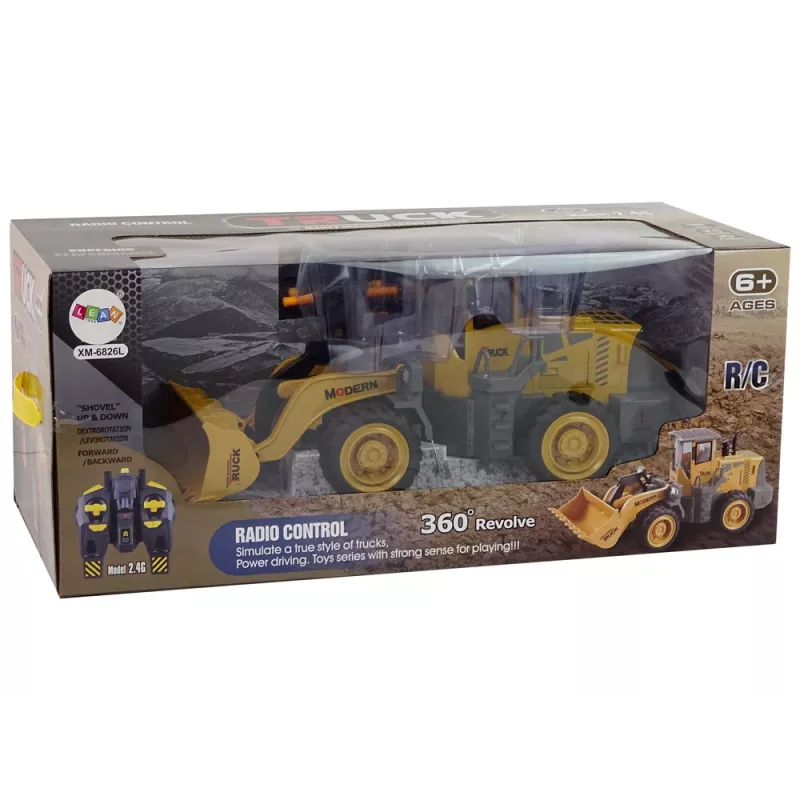 LEAN TOYS Excavadora gigante cargadora teledirigida rotación 360 grados luces LED