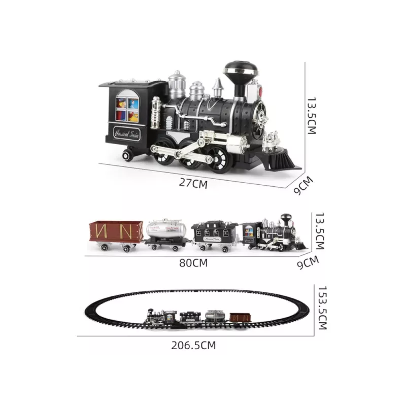 LEAN TOYS Tren gigante con sonido, luz y humo 206,5 cm x 153,5 cm