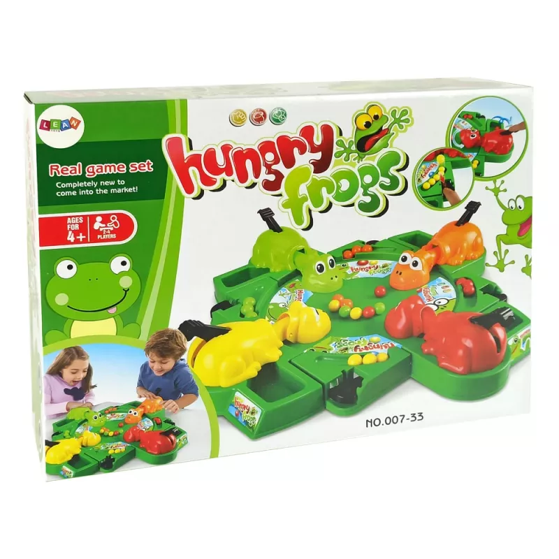 LEAN TOYS Juego arcade ranas hambrientas palanca y bolas