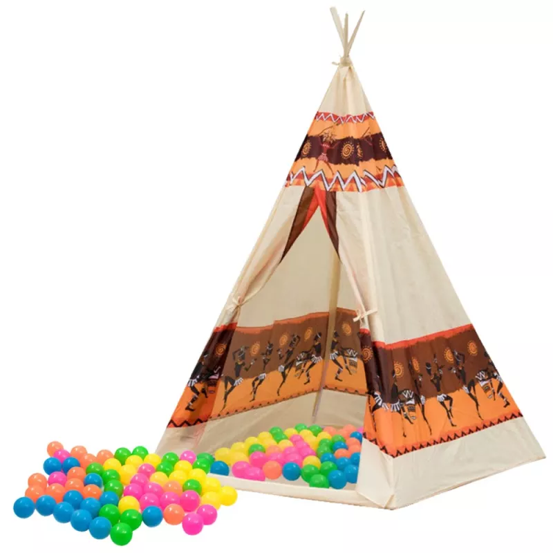 LEAN TOYS Tipi indio tienda base para niños + 60 bolas 155 cm