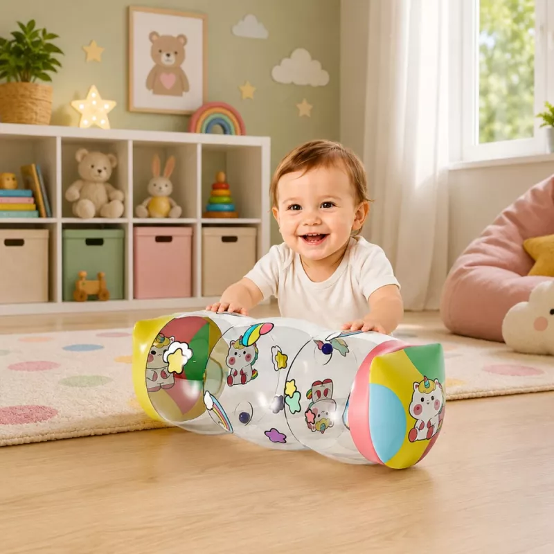 LEAN TOYS Rodillo de gateo inflable para niños pequeños unicornio 48 x 20 cm
