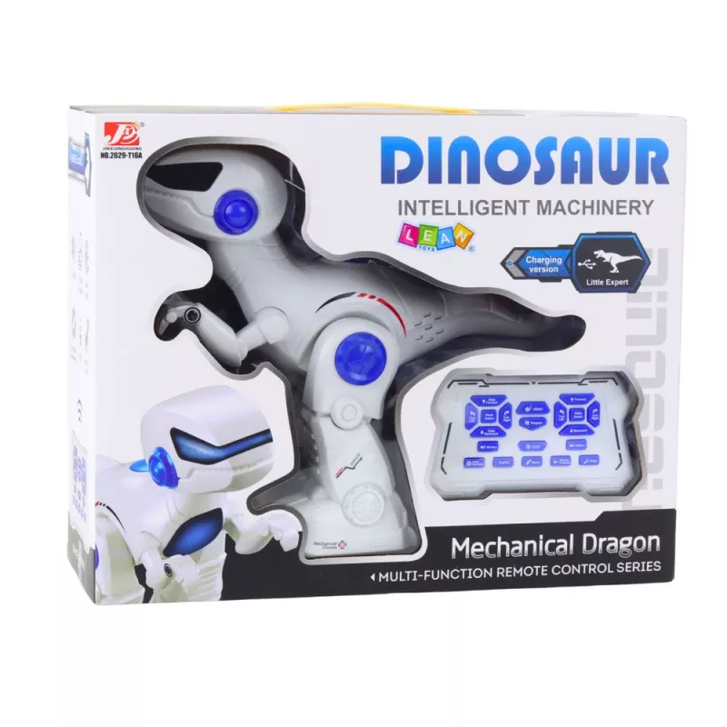 LEAN TOYS Robot dinosaurio RC inteligente tiranosaurio rex teledirigido – 2,4 GHz, ojos LED, sonidos de rugido