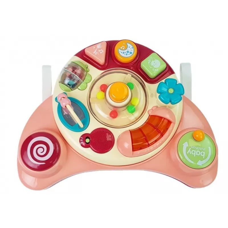LEAN TOYS Panel interactivo bebé musical con animales rosa