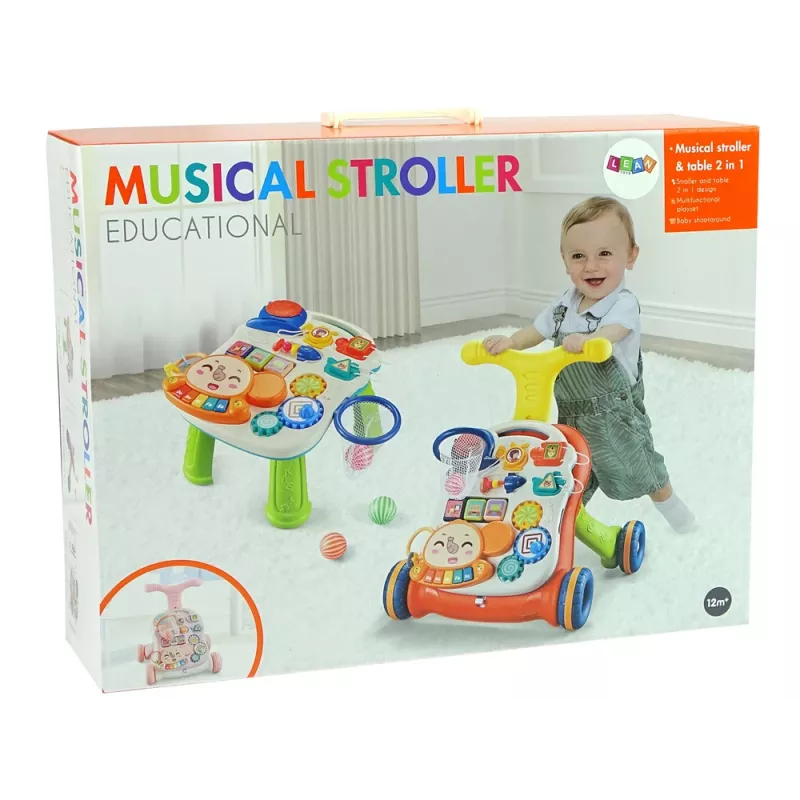 LEAN TOYS Andador interactivo para bebé 2 en 1 mesa rojo