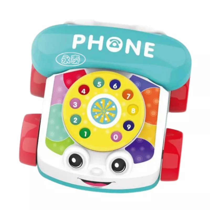 LEAN TOYS Teléfono de arrastre interactivo de colores con ruedas
