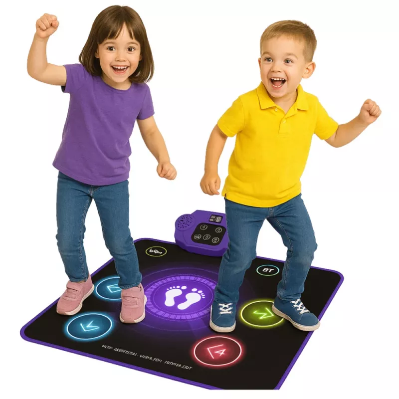 LEAN TOYS Alfombrilla de baile interactiva para niños con Bluetooth 5.0, 5 modos de juego y 3 idiomas