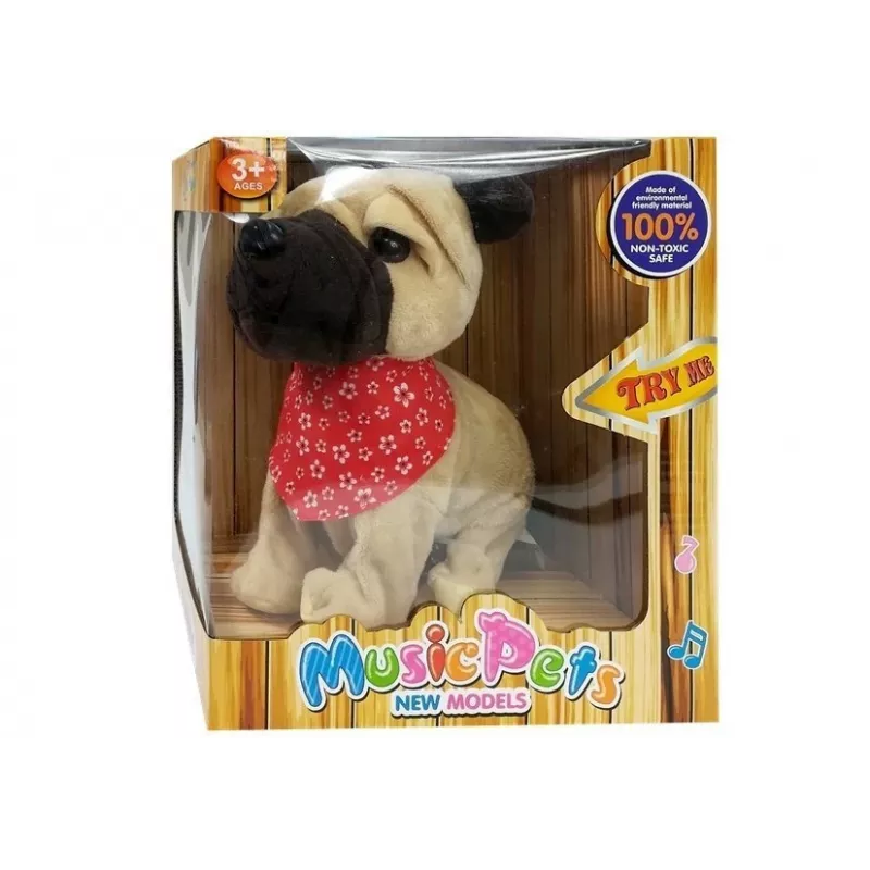 LEAN TOYS Perro interactivo con correa, ladra, mueve la cola, sensores