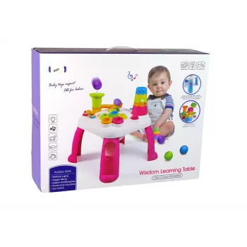 LEAN TOYS Mesa de aprendizaje interactiva con pista de bolas y tobogán azul