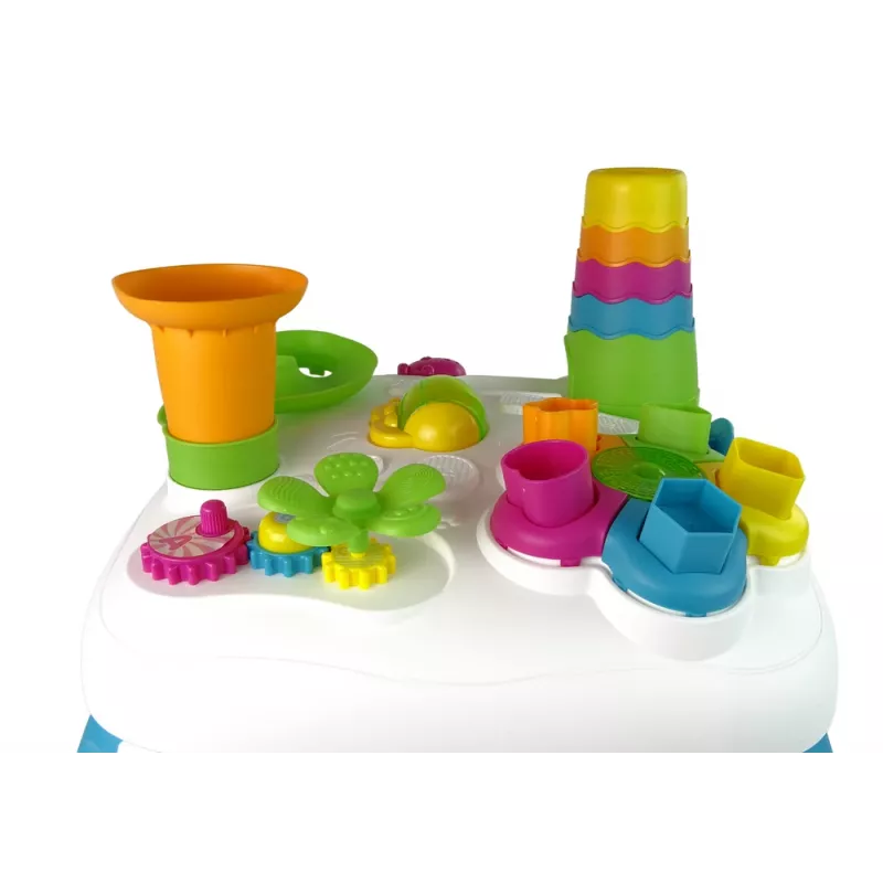 LEAN TOYS Mesa de aprendizaje interactiva con pista de bolas y tobogán azul
