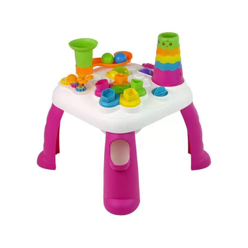 LEAN TOYS Mesa de aprendizaje interactiva clasificador de bolas tobogán rosa